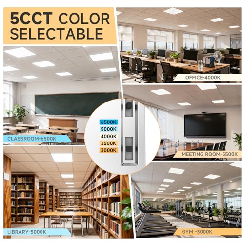 2 Pack 2x2FT LED Flat Panel Lights with 5 CCT Selectable, 4800LM, ETL Certified