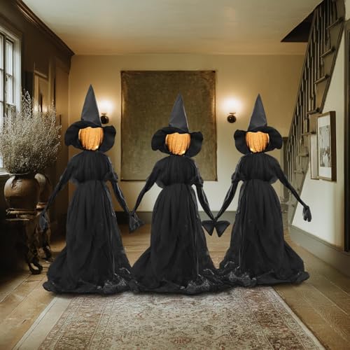 TW SHINE 5 FT Halloween Witches Outdoor Decorations Set of 3 Light Up Stakes