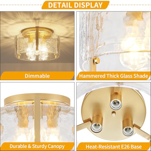 LZLDCJ Gold 15-inch 3-Light Semi Flush Mount Ceiling Light - Modern Design