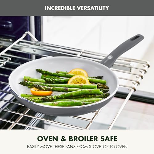 GreenPan Dover 8, 10 & 12-Inch Ceramic Nonstick Frying Pan Set - Gray, Toxin-Free, Oven & Dishwasher Safe