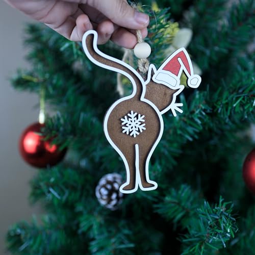 OENIZI To139 Wooden Christmas Ornament - Bad Kitty Broken Cat, 3.93in Holiday Tree Decor