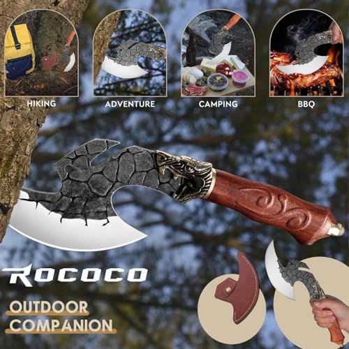 ROCOCO 6.2-Inch Viking Cleaver Knife - Kitchen Meat Chopping Axe & Sheath