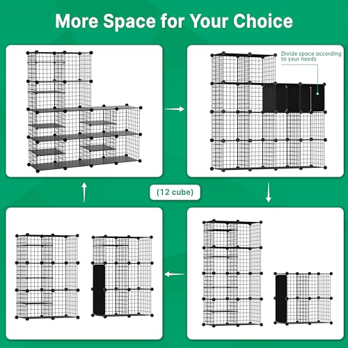 Black Wire Cube Storage Organizer 14-Cube DIY Shelving Unit for Bedroom & Office