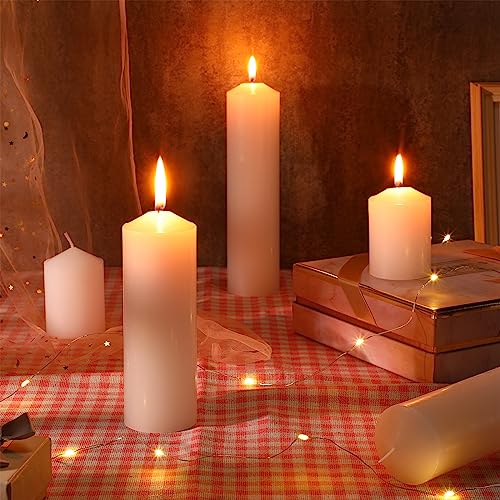 White Unscented Pillar Candles Bulk Set - 36 Pack in 3 Sizes by MTLEE
