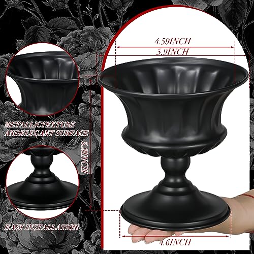 Black Metal Compote Vases Set of 12 Pedestal Stands for Centerpieces
