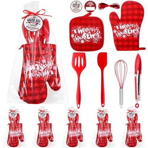 Christmas Baking Set with Oven Mitts Pot Holders Silicone Utensils & Gift Cards