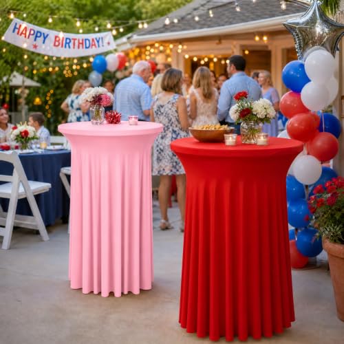 Black 6 Pack Cocktail Table Skirts for High Top Round Tables - Spandex Party Covers