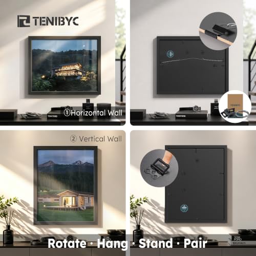 16x20 Black Wood Frame Set - 3 Pack Wall Hanging Picture Frames