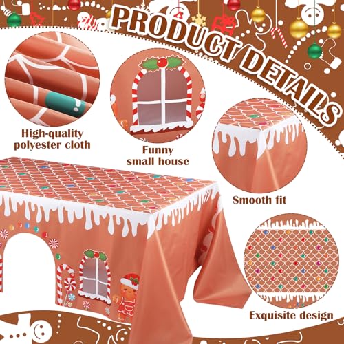 Breling Christmas Gingerbread Man Playhouse Tablecloth 11.8 x 8.5 ft - Holiday Party Decor