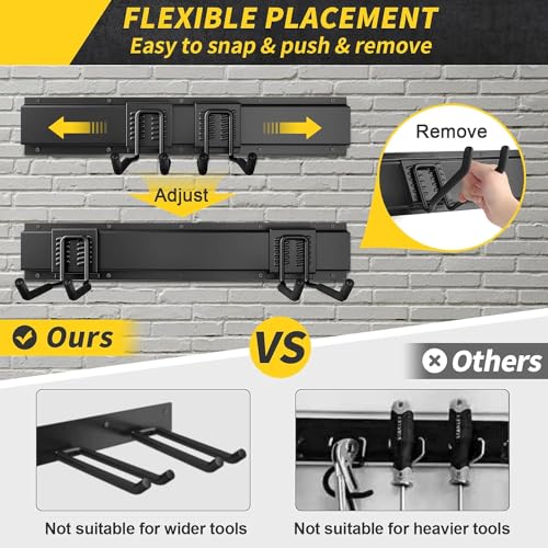 64-Inch Garage Wall Storage Rack with 4 Panels & 10 Hooks - Heavy Duty Metal Tool Organizer