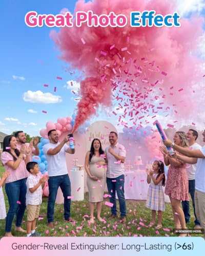 Pink Gender Reveal Fire Extinguisher Set with Confetti Cannons - Fun Party Supplies