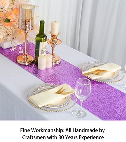 ShinyBeauty Lavender Sequin Table Runner Pack of 10, 12x108-Inch for Wedding & Party Decor