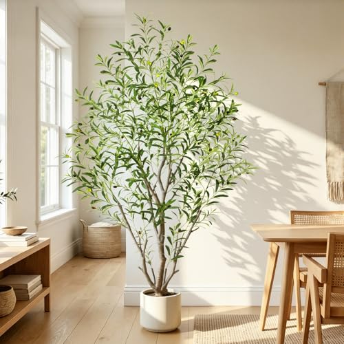 6ft Artificial Olive Tree Indoor - Tall Faux Plant with Realistic Leaves & Olives - Variation 1