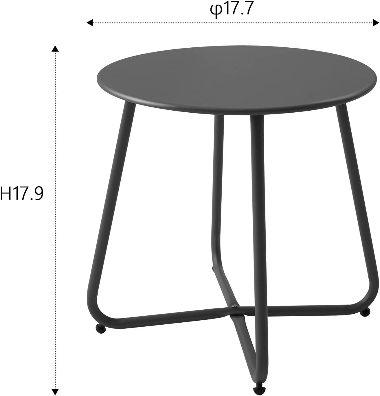 Meluvici Waterproof Round Metal Side Table - Portable Indoor/Outdoor End Table for Garden & Balcony | Black