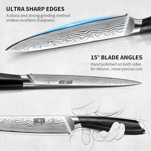Professional 5-Piece Kitchen Knife Set with High Carbon Steel - Ergonomic Handles