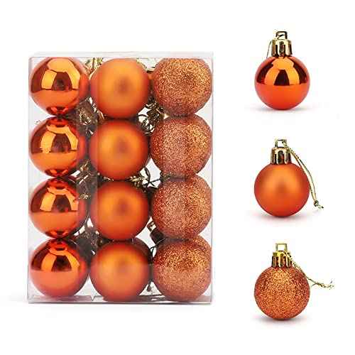 ZYBenda 24Pcs Shatterproof Shiny and Polshed Glossy Christmas Tree Ball Ornaments Decorations - Christmas Hanging Balls for Holiday Wedding Party Decoration (1.2"-30MM, Orange)