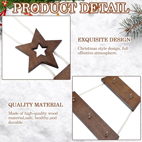 Soaoo Brown Wall Hanging Christmas Tree 30x70 Inch Decorative Wooden Ladder