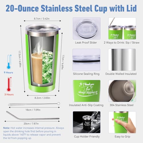 6-Pack 20 Oz Insulated Steel Tumblers with Straws & Gift Bags - Employee Appreciation Gifts