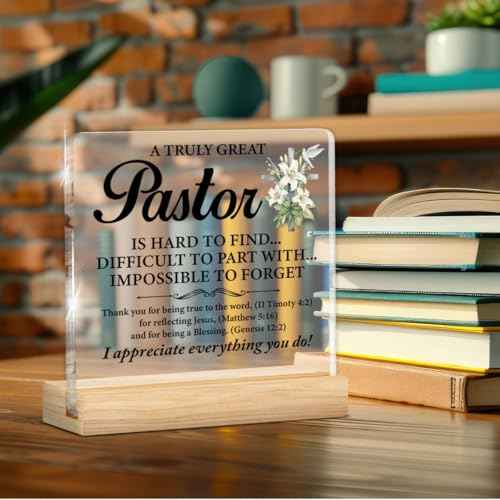 Best Pastor Gifts for Men Him, Gift for Pastors Preacher Christian Thank You Appreciation Birthday Christmas, a Truly Great Pastor Acrylic Plaque Sign Decor