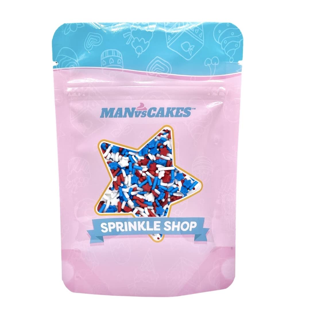 Sprinkles | Patriotic sprinkles | Red white and blue sprinkles | American sprinkles | Cookie sprinkles | July 4th sprinkles | Manvscakes | Chocolate,Potato | Non Toxic