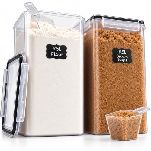 Black 2-Pack Large 8.5L Food Storage Containers with Airtight Lids