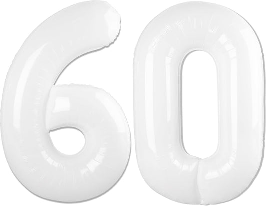 Translucent Number 60 Balloon by [Brand Name] - 40-Inch White Birthday Decoration for 60th Celebration