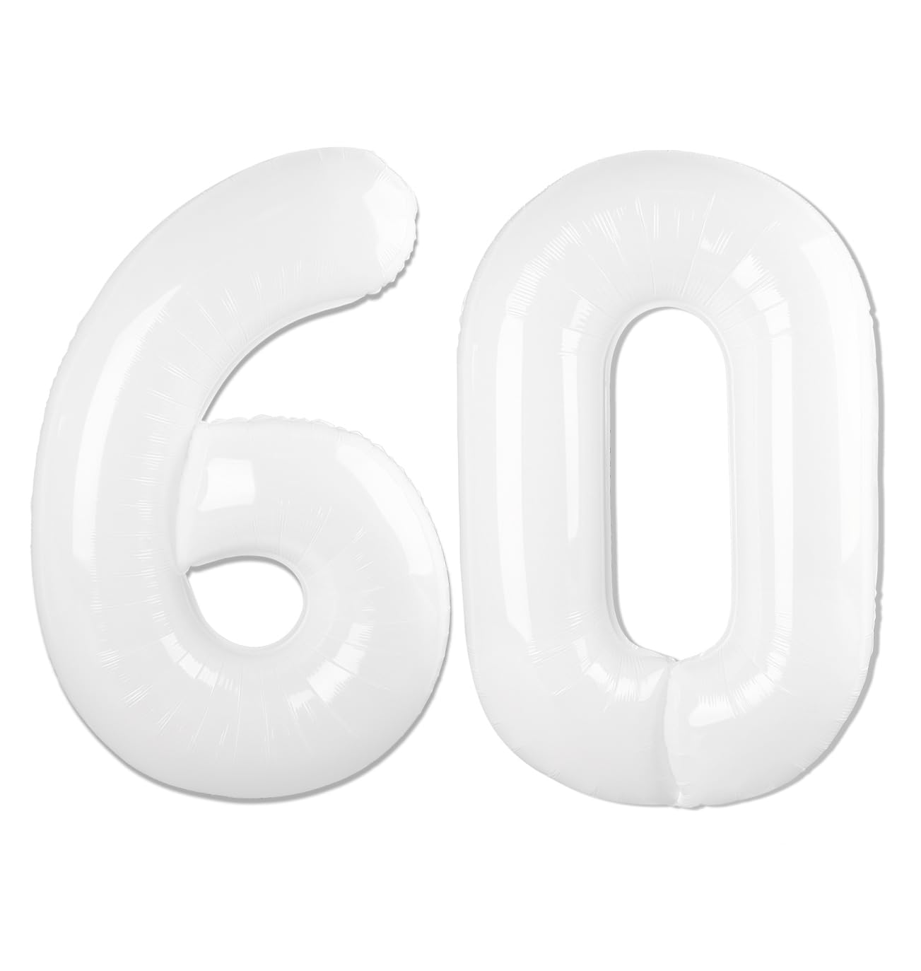 White Number 60 Balloon 40 inch, Translucent 60 Number Balloons, 60th White Birthday Decorations for Women Men, 60 Year Old Party Supplies