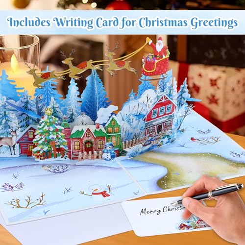 D4DREAM 3D Winter Village Pop Up Christmas Card - Family & Kids Xmas Gift, 3-Winter Village