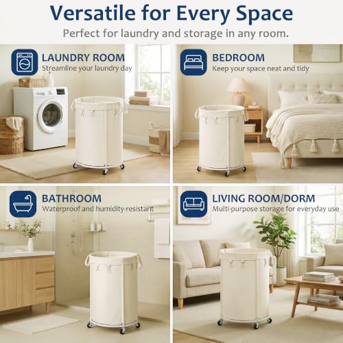 150L Large Capacity Rolling Laundry Basket Hamper with Wheels,