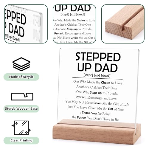 Stepped Up Dad Gifts Clear Desk Decorative Sign Christmas Fathers Day