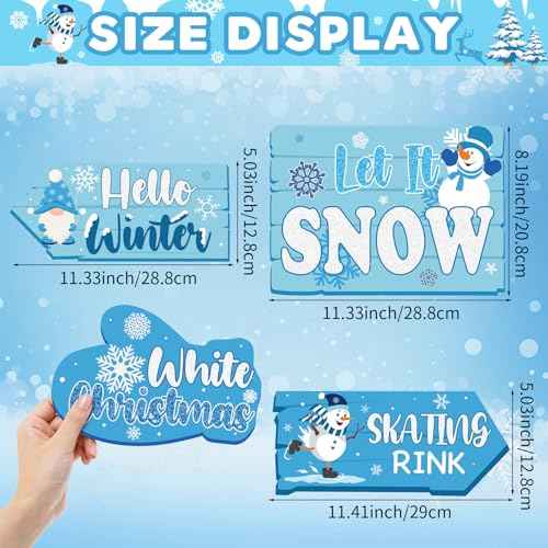 20 Pcs Winter Wonderland Christmas Decorations Let It Snow Party Directional Sign Winter Holiday Party Decorations for Door Wall Yard Photo Props Christmas Signs
