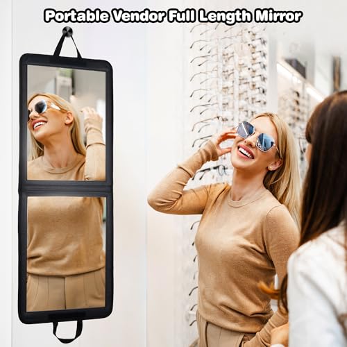 LPHUMEX Black Foldable Full Length Travel Mirror 33” Shatterproof for Dancing & Camping