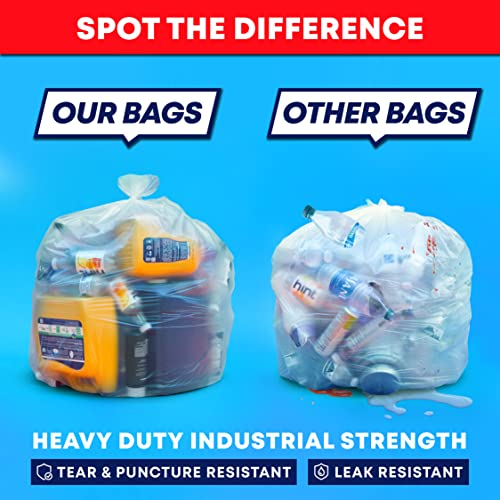 Tasker 33 Gallon Heavy Duty Clear Trash Bags - Pack of 250