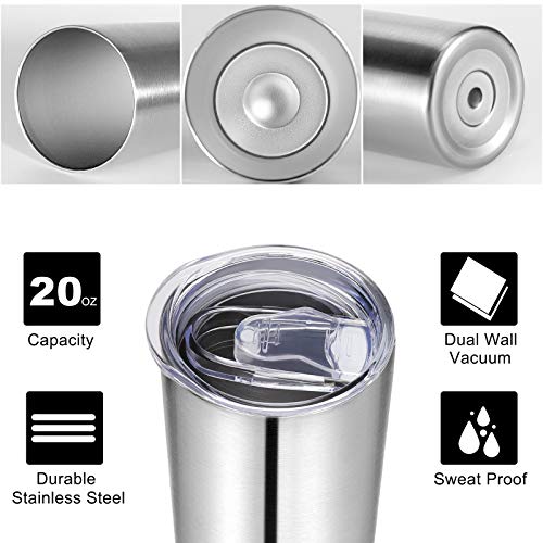 VEGOND 20 oz Stainless Steel Skinny Tumbler with Lid & Straw - Vacuum Insulated Travel Mug, 1 Pack