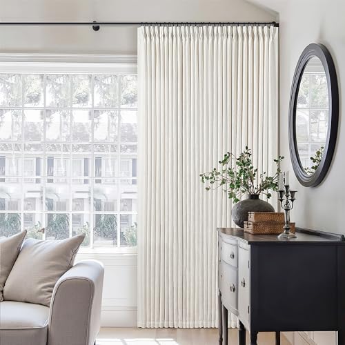 TWODRAPES Pinch Pleated Linen Curtains 105 Inches Long for Living Room