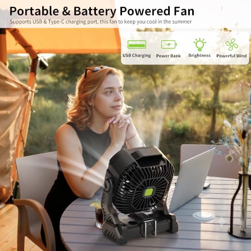 Battery Powered Fan Rechargeable Portable Camping Tent with Light