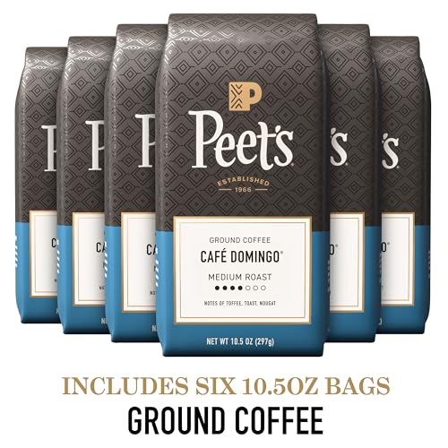 Peet's Coffee Ground Café Domingo Medium Roast 6-Pack, 10.5 oz Bags