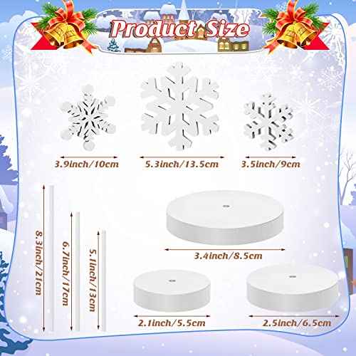 BBTO 3 Pcs Christmas Snowflake Table Decorations Tall Standing Snowflake Wood Sign Block Winter Wooden Xmas Standing Table Sign Christmas Fireplace Decoration for Xmas Party
