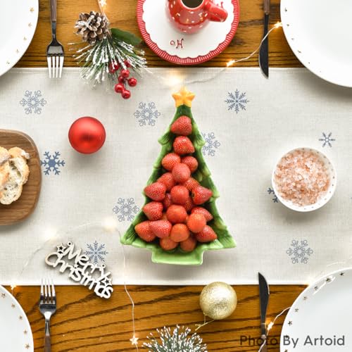 Artoid Mode Blue Snowman Winter Table Runner 13x60 Inch Home Decor
