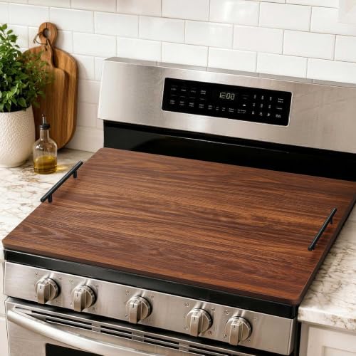 FUSOUBOTY Walnut Noodle Board Stove Cover with Handles - Kitchen Countertop Protector
