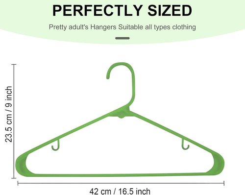 Durable Plastic Hangers 20 Pack - Non-Slip Slim Space Saving Design for Jackets, Suits, Coats | Green
