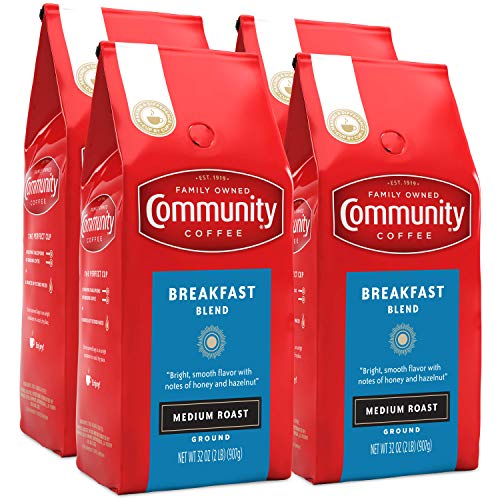 Community Coffee Breakfast Blend Ground Coffee 32oz Bag - Pack of 4, Medium Roast