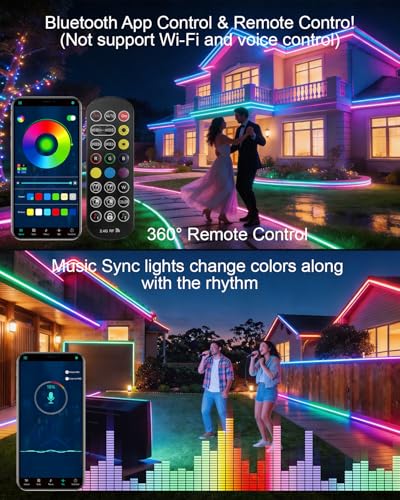 40ft Waterproof RGB Smart IC LED Strip Lights Outdoor Dimmable - MILADALED