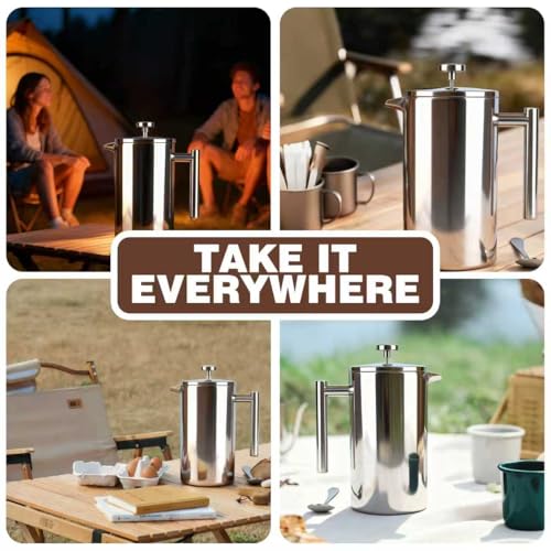 Large Capacity Stainless Steel French Press Coffee Maker 61oz 1.8L