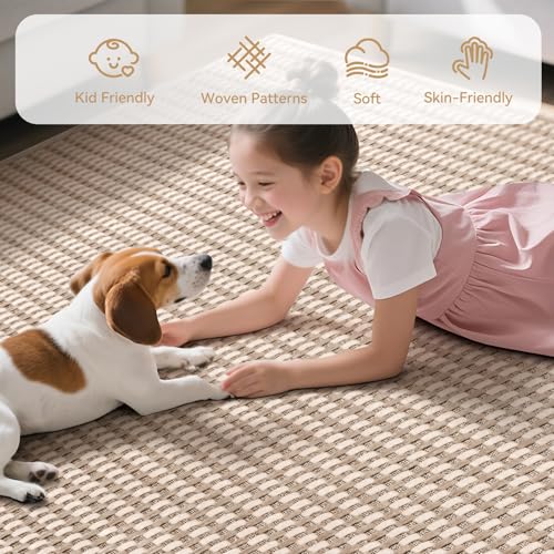 YDKGL Washable Area Rugs 6x9 ft Non Slip Rug for Living Room Brown