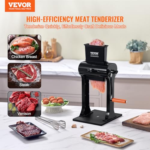 Heavy Duty Stainless Steel Meat Tenderizer Machine - 5.8" Feed Port, Manual Kitchen Tool