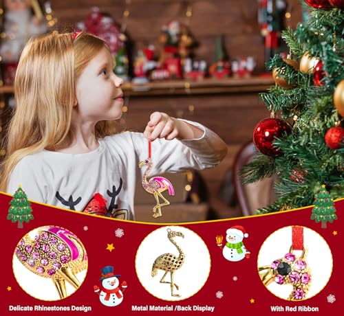 BIZIBAFF Pink Flamingo Christmas Ornament B-pink Flamingo Sparkly Rhinestones Holiday Decor