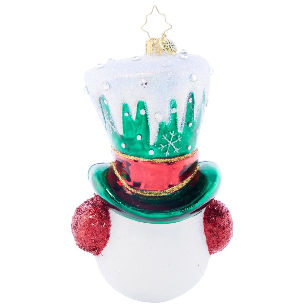 Christopher Radko Hand-Crafted European Glass Christmas Tree Decorative Ornament, Top Hat Tidings
