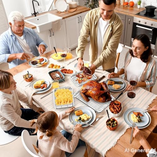 OPENICE 3-Piece Oven Air Fryer Basket and Tray Set with Parchment Paper, 12.8x9.6, 15.6x11.6, 18.7x12.8 Inches