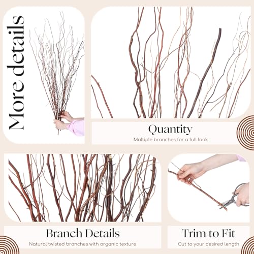 Natural Dried Willow Branches - 12 Pcs, 38 Inches for Rustic Decor, Floral Arrangements & Weddings - Variation: Natural / 38 Inches